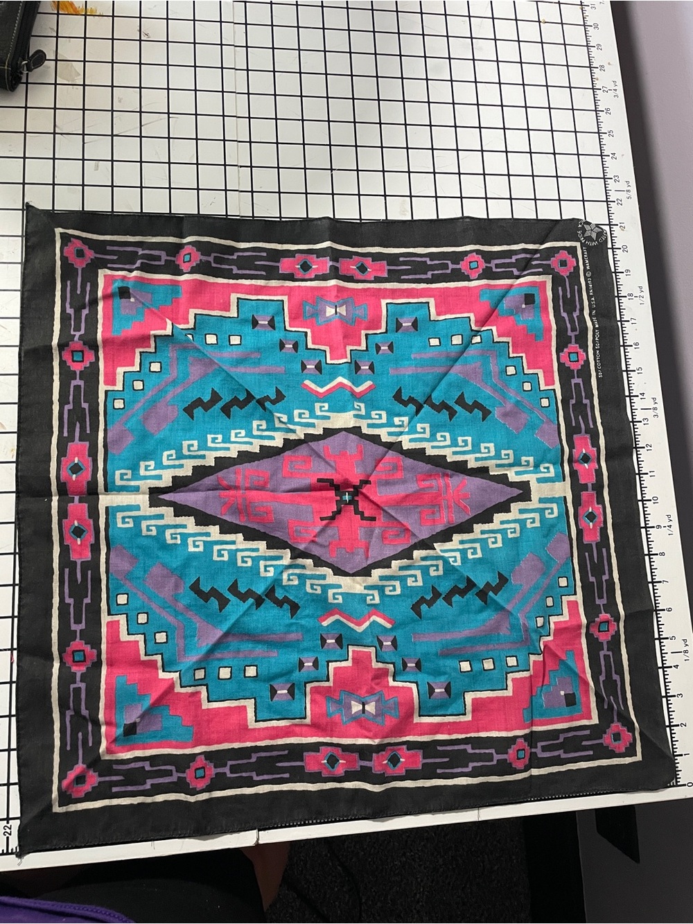Vintage Wamcraft southwestern style bandana with pink and blue colors